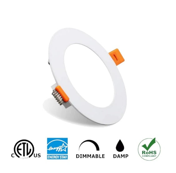 4 in. 9W White/Round Trim LED Flat Recessed Integrated Light, Color Changeable (3000/4000/5000K) - AFR4C-0930-WH