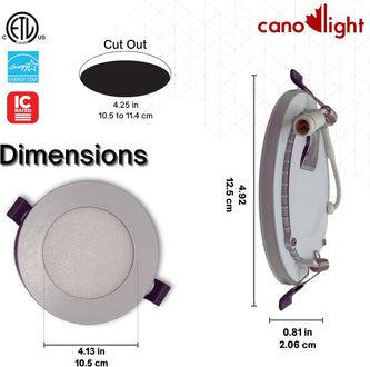 4 Inch 9 Watt Recessed LED Recessed LED Slim Panel With Night Light , 5CCT, White Trim - CL-DSNL-49-5CCT-WH