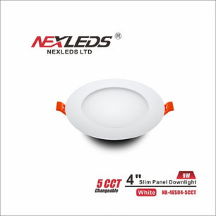 4 in. 9W White/Round (Slim Panel) Trim LED Flat Recessed Integrated Light, Color Adjustable 5 CCT