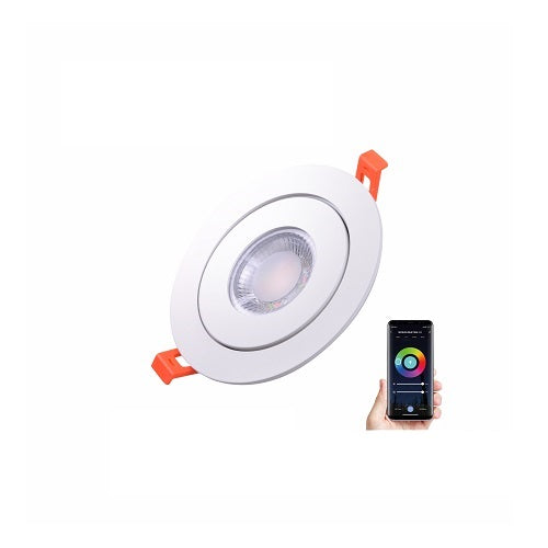 4 in. 10W White/Round Trim LED Gimbal Smart Integrated Light (RGB), Color Adjustable 2700 to 6500K - NXW504WE1WH-10